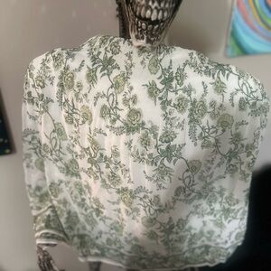 Max Studio Green and White Midi Skirt Casual